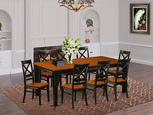 East West Furniture QUIN9-WHI-W Dining Table Set, 9-Piece 9 East West Furniture QUIN9-WHI-W Dining Table Set, 9-Piece - Image 9