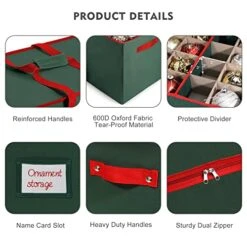 Large Christmas Ornament Storage Box ,4 Tier Holds Up To 128 Holiday Ornaments 3-Inch, Xmas Decorations Accessories Bag With Dual Zipper Closure,Made Of Durable 600D Oxford Fabric Tear-Proof Material -Songmics Furniture Shop 51mmoDqFdnL