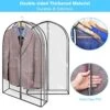 Wutrye 40" Full Clear Garment Bags For Hanging Clothes With 6" Gusset 2 Zippers Transparent Suit Bags Protector Cover For Travel Moving Closet Storage Moth Proof Sweater Jacket Coat Shirts 3 Packs