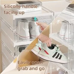 Plastic Storage Bins With Lids - Shoe Storage Shoe Organizer Shoe Box Sneaker Storage Collapsible Storage Bins Stackable Storage Totes Storage Container For Organizing Foldable Storage Bins (3 Layers) -Songmics Furniture Shop 51mrQdeRGAL