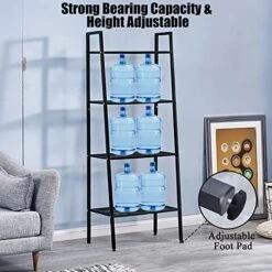 WillingHeart Ladder Shelf 4-Tier Bookshelf Plant Flower Stand Storage Rack Industrial Organizer Modern Shelves Shelving Bookcase Iron Stable Metal Frame Furniture Home For Living Room Kitchen Office -Songmics Furniture Shop 51mrqyyqzzL