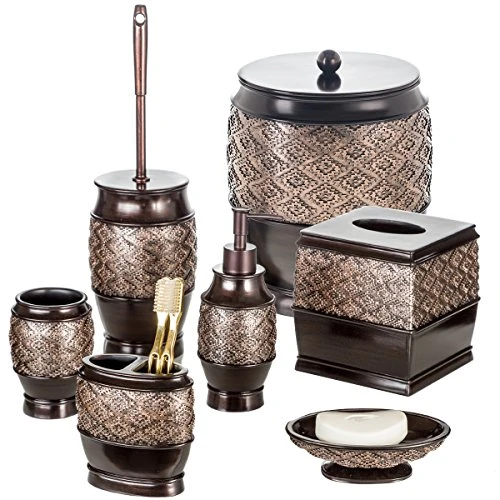 Creative Scents Dublin Small Trash Can With Lid - Decorative Waste Basket, Durable Resin Slim Bathroom Covered Garbage Can Wastebasket Bin For Diaper/Paper (Brown) 5 Creative Scents Dublin Small Trash Can With Lid - Decorative Waste Basket, Durable Resin Slim Bathroom Covered Garbage Can Wastebasket Bin For Diaper/Paper (Brown) - Image 5