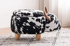 Home 2 Office Cow Ottoman For Kids' Bedroom, Playroom, Nursery, And Living Room, Animal Ottoman With Storage, Footstool For Kids, Black/White -Songmics Furniture Shop 51n2Yr7DXCL