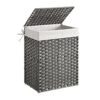 SONGMICS Handwoven Laundry Hamper, 23.8 Gal (90L) Synthetic Rattan Clothes Laundry Basket With Lid And Handles, Foldable, Removable Liner Bag, Gray ULCB51WG