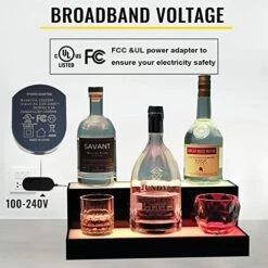 LED Lighted Liquor Bottle Display Shelf For Home Bar, App&Remote Control, 366 Light Model/Control Light Intensity/Transition Speed, 16 Inch 2 Step Lighted Bar Shelves, Bar Organizer For Liquor -Songmics Furniture Shop 51n8C8UnGzL