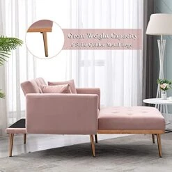 SLEERWAY Velvet 2 In 1 Chaise Lounge Chair Indoor, Modern Single Sofa Bed With Two Pillows, Recliner Chair With 3 Adjustable Angles, Convertible Sleeper Chair For Living Room And Bedroom (Pink) 13 SLEERWAY Velvet 2 In 1 Chaise Lounge Chair Indoor, Modern Single Sofa Bed With Two Pillows, Recliner Chair With 3 Adjustable Angles, Convertible Sleeper Chair For Living Room And Bedroom (Pink) -Songmics Furniture Shop 51n8f7Z6tcL