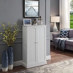 Function Home 41" Kitchen Storage Cabinet, Pantry Cabinet With Doors And Adjustable Shelves For Kitchen, Living Room And Dinning Room In White -Songmics Furniture Shop 51n9VdbUGvS