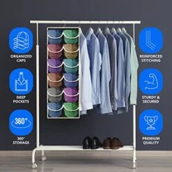 Tidy Zebra Hanging Hat Rack Organizer To Display Baseball Caps - 24 Pockets Dual Sided Hat Hanger For Ball Cap Organization & Storage Best Hat Holder For Closet Home Dorm Room Essentials (Black) 13 Tidy Zebra Hanging Hat Rack Organizer To Display Baseball Caps - 24 Pockets Dual Sided Hat Hanger For Ball Cap Organization & Storage Best Hat Holder For Closet Home Dorm Room Essentials (Black) -Songmics Furniture Shop 51nC98U24kL