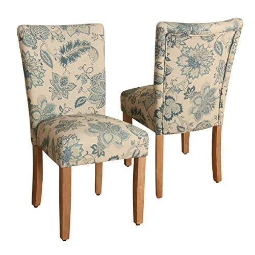 HomePop Parsons Classic Upholstered Accent Dining Chair, Set Of 2, Blue Jacobean 4 HomePop Parsons Classic Upholstered Accent Dining Chair, Set Of 2, Blue Jacobean - Image 4