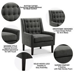 Rosevera Arvada Rosevara Modern Furniture Living Reading Room Comfy Accent Chair For The Bedroom, Standard, Charcoal -Songmics Furniture Shop 51nIIQta9aL