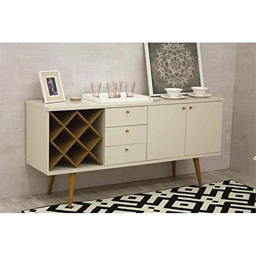 Manhattan Comfort Utopia Sideboard Buffet Stand, Off Off White And Maple Cream 2 Manhattan Comfort Utopia Sideboard Buffet Stand, Off Off White And Maple Cream - Image 2
