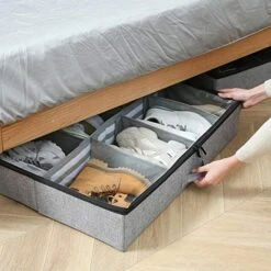 Vailando Shoe Storage Organizer With Adjustable Dividers, Made With Reinforced Construction & Breathable Materials, Fits 24 Pairs Total, Excellent Underbed Storage Solution, 2 Pc Set 7 Vailando Shoe Storage Organizer With Adjustable Dividers, Made With Reinforced Construction & Breathable Materials, Fits 24 Pairs Total, Excellent Underbed Storage Solution, 2 Pc Set -Songmics Furniture Shop 51nTAEdPPbL