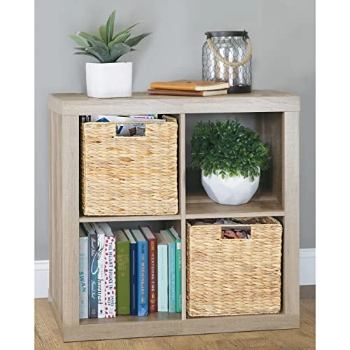 MDesign Natural Woven Hyacinth Cube Organizer Basket With Handles, Storage For Bathroom, Laundry Room Shelf Or Nursery - Perfect For Cubby Storage Units - Hold Blankets And Books - 6 Pack, Natural/Tan 4 MDesign Natural Woven Hyacinth Cube Organizer Basket With Handles, Storage For Bathroom, Laundry Room Shelf Or Nursery - Perfect For Cubby Storage Units - Hold Blankets And Books - 6 Pack, Natural/Tan - Image 4