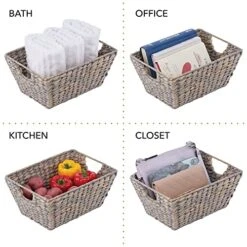 MDesign Natural Woven Hyacinth Closet Storage Organizer Basket Bin For Kitchen Cabinets, Pantry, Bathroom, Laundry Room, Closets, Garage - 4 Pack - Gray 11 MDesign Natural Woven Hyacinth Closet Storage Organizer Basket Bin For Kitchen Cabinets, Pantry, Bathroom, Laundry Room, Closets, Garage - 4 Pack - Gray -Songmics Furniture Shop 51nXWFUvA9L