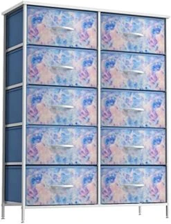 Sorbus Dresser With 8 Drawers - Furniture Storage Chest Tower Unit For Bedroom, Hallway, Closet, Office Organization - Steel Frame, Wood Top, Easy Pull Fabric Bins (8-Drawer, Tie-dye Blue/Pink/Purple) -Songmics Furniture Shop 51nXfVJrX6L. AC