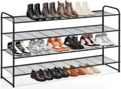 KEETDY 3-Tier Long Shoe Rack For Closet Metal Shoe Organizer For Entryway, Wide Stackable Shoe Storage Shelf With Sturdy Wire Grid For Closet Floor, Bedroom, Black 14 KEETDY 3-Tier Long Shoe Rack For Closet Metal Shoe Organizer For Entryway, Wide Stackable Shoe Storage Shelf With Sturdy Wire Grid For Closet Floor, Bedroom, Black -Songmics Furniture Shop 51nZukG3NEL. AC