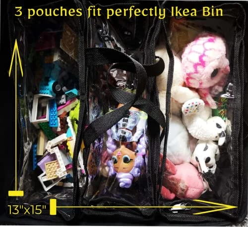 MiniOwls Bin And Chest Organizing Bags - Waterproof Clear Plastic Travelling Pouch. Storage For Toys, Kids Books, Balls, Blocks And Games (12x12 Set Of 3) 3 MiniOwls Bin And Chest Organizing Bags - Waterproof Clear Plastic Travelling Pouch. Storage For Toys, Kids Books, Balls, Blocks And Games (12x12 Set Of 3) - Image 3