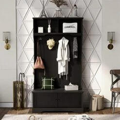 Hall Tree, 3-in-1 Hallway Coat Rack With Shelves Cabinet, Four Hooks, Entryway Bench, Modern Storage Bench Multi-use Hall Tree With Two Open Shelves For Living Room Hallway Bedroom, White 12 Hall Tree, 3-in-1 Hallway Coat Rack With Shelves Cabinet, Four Hooks, Entryway Bench, Modern Storage Bench Multi-use Hall Tree With Two Open Shelves For Living Room Hallway Bedroom, White -Songmics Furniture Shop 51nbLJs2g0L. AC