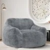 Homguava Giant Bean Bag Chair Sofa High-Density Foam Filled Sofa Chair Large Lazy BeanBag Sofa With Armrests For Living Room, Bedroom (Grey)