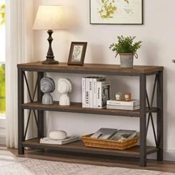 BON AUGURE Industrial Sofa Console Table For Entryway, 3 Tier Foyer Table For Hallway, Rustic Hall Tables Behind Couch (47 Inch, Rustic Brown) -Songmics Furniture Shop 51nnUfAnzyL. AC