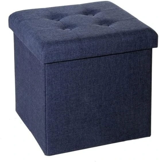 Seville Classics Cushioned Fabric Ottoman Hidden Storage Chest Footrest Chair, Padded Seat For Bedroom, Dorm, Loft, Living Room, Entryway, Hallway, Midnight Blue, 31.5" Bench 8 Seville Classics Cushioned Fabric Ottoman Hidden Storage Chest Footrest Chair, Padded Seat For Bedroom, Dorm, Loft, Living Room, Entryway, Hallway, Midnight Blue, 31.5" Bench - Image 8