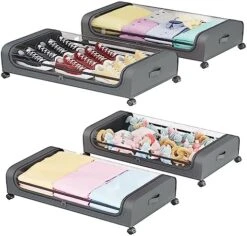 Under Bed Storage Containers, Under Bed Shoe Storage With Wheels, Foldable Bedroom Storage Organization With Handles, Under Bed Storage Bins Drawer For Clothes, Blankets And Shoes, Bedding (2 Pack, Black) 27 Under Bed Storage Containers, Under Bed Shoe Storage With Wheels, Foldable Bedroom Storage Organization With Handles, Under Bed Storage Bins Drawer For Clothes, Blankets And Shoes, Bedding (2 Pack, Black) -Songmics Furniture Shop 51nvzT6h4bL. AC