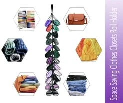 AARAINBOW 2 Packs Yoga Legging Storage Organizer, Hanging Closet Organizer With 24 Roll Compartments Hanging Clothes Storage Bag For Pants, Tank Top, Towel, T-Shirt (24 Pockets, Black Purple) 16 AARAINBOW 2 Packs Yoga Legging Storage Organizer, Hanging Closet Organizer With 24 Roll Compartments Hanging Clothes Storage Bag For Pants, Tank Top, Towel, T-Shirt (24 Pockets, Black Purple) -Songmics Furniture Shop 51nzScsYiGL