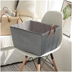 ZHYLing Handmade Basket Basket Fabric Laundry Bag Storage Bag Snacks Books Sundries Container Household Goods Storage Box Rattan Rattan Storage Rattan (Color : Multi) -Songmics Furniture Shop 51o1W4EqtS. AC