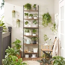 VASAGLE Industrial Ladder Shelf, 6-Tier Bookshelf, Wall Shelf For Living Room, Office, Kitchen, Bedroom, 23.6 X 11.8 X 80.6 Inches, Rustic Brown And Black ULLS103B01 -Songmics Furniture Shop 51o1cZkkDEL