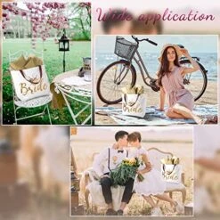 Wedding Canvas Tote Bag And 4 Sheets Gift Wrapping Tissue Paper, Sequin Bridal Shower Gifts Shoulder Bag Bride Tote Bag Tissue Paper For Wedding Party, Engagement, Bridal Shower DIY Crafts (Bride) -Songmics Furniture Shop 51o40ovWDCL