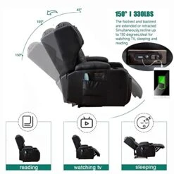 SAMERY Electric Power Recline Chair Loveseat RV Sofa With Console + Single Massage Recliner Chairs, Double Recliner 2-Seater RV Couch Home Theater Seating With USB Charging/Lighting/Cup Holders 15 SAMERY Electric Power Recline Chair Loveseat RV Sofa With Console + Single Massage Recliner Chairs, Double Recliner 2-Seater RV Couch Home Theater Seating With USB Charging/Lighting/Cup Holders -Songmics Furniture Shop 51o4A05InPL