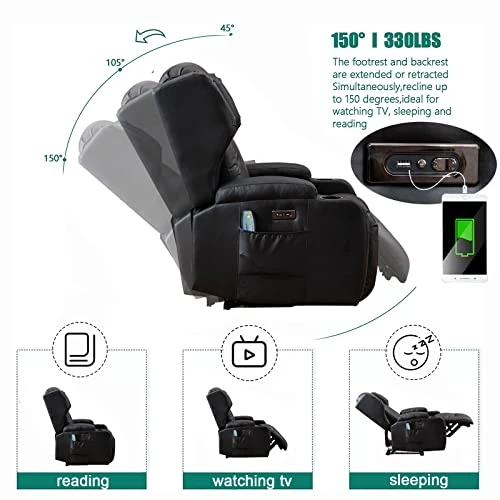 SAMERY Electric Power Recline Chair Loveseat RV Sofa With Console + Single Massage Recliner Chairs, Double Recliner 2-Seater RV Couch Home Theater Seating With USB Charging/Lighting/Cup Holders 4 SAMERY Electric Power Recline Chair Loveseat RV Sofa With Console + Single Massage Recliner Chairs, Double Recliner 2-Seater RV Couch Home Theater Seating With USB Charging/Lighting/Cup Holders - Image 4