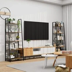 Gadroad Ladder Bookshelf, Industrial 5-Tier Bookcase,Free Standing Ladder Shelf, Utility Organizer Shelves For Plant Flower,Wood Look Accent Furniture With Metal Frame For Home Office,Rustic Brown 11 Gadroad Ladder Bookshelf, Industrial 5-Tier Bookcase,Free Standing Ladder Shelf, Utility Organizer Shelves For Plant Flower,Wood Look Accent Furniture With Metal Frame For Home Office,Rustic Brown -Songmics Furniture Shop 51o5Imi6IkL