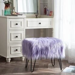 Home Soft Things Mongolian Faux Fur Ottoman, Antique White, 19'' X 13'' X 17'', Cozy Plush Fluffy Ottoman Foot Rest Stool For Living Room Bedroom Entryway Makeup Bench End Of Bed Home Décor -Songmics Furniture Shop 51o5aRW04JS. AC