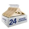 Neaties Wood Hangers 24 Pack - Grade A Wooden Hangers Bulk, Anti-Rust Swivel Hook - Non-Slip Smooth Finish - Double Notch Feature - Durable And Stylish Clothes Hangers Wood (Natural 24 Pack)