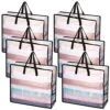 Fixwal 6 Pack Extra-Large Clear Storage Bags For Christmas Decoration, Moving Supplies, Wreath Storage Container, Clothes Storage Bags With Backpack Straps Strong Handles And Zippers