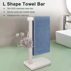 BathAce Hand Towel Holder, Hand Towel Stand For Bathroom With Marble Base, 304 Stainless Steel Stand L Shape Hand Towel Rack Free-Standing Towel Bar For Bathroom Kitchen Countertop, Chrome