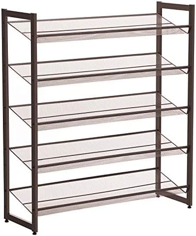 SONGMICS 3-Tier Shoe Rack Storage, Adjustable Metal Mesh Shoe Organizer Stand, Flat Or Angled Stackable Shoe Rack Shelf For 9-12 Pairs, Shoe Tower For High Heels, Sneakers, Closet, Entryway, Bronze 13 SONGMICS 3-Tier Shoe Rack Storage, Adjustable Metal Mesh Shoe Organizer Stand, Flat Or Angled Stackable Shoe Rack Shelf For 9-12 Pairs, Shoe Tower For High Heels, Sneakers, Closet, Entryway, Bronze - Image 13
