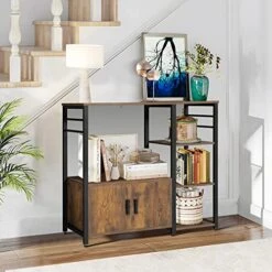 Iwell Kitchen Baker's Rack, Microwave Stand, Coffee Bar Cabinet With 8 S-Shaped Hooks & Storage Cabinet, 4 Tier Utility Oven Stand Shelf For Dining Room, Living Room, Vintage Brown 7 Iwell Kitchen Baker's Rack, Microwave Stand, Coffee Bar Cabinet With 8 S-Shaped Hooks & Storage Cabinet, 4 Tier Utility Oven Stand Shelf For Dining Room, Living Room, Vintage Brown -Songmics Furniture Shop 51oFEWWiWJL