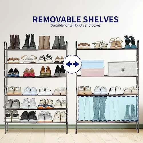 SUFAUY 3-Tier Shoe Rack, Stackable Shoe Shelf Storage Organizer For Entryway Closet, Extra Large Capacity, Wire Grid, Bronze 4 SUFAUY 3-Tier Shoe Rack, Stackable Shoe Shelf Storage Organizer For Entryway Closet, Extra Large Capacity, Wire Grid, Bronze - Image 4