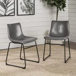 LEMBERI Faux Leather Dining Chairs Set Of 2, 18 Inch Kitchen & Dining Room Chairs,Mid Century Modern Dining Chairs With Backrest And Metal Legs, Comfortable Upholstered Seat Chairs (18,Black) -Songmics Furniture Shop 51oNQ9eDV2L. AC