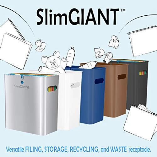 ITouchless SlimGiant 4.2 Gallon Slim Garbage Bin With Handles, 16 Liter Plastic Small Trash Can Hanging Wastebasket, Magazine/File Folder Storage Container For Home, Office, Bathroom, Kitchen, Blue 5 ITouchless SlimGiant 4.2 Gallon Slim Garbage Bin With Handles, 16 Liter Plastic Small Trash Can Hanging Wastebasket, Magazine/File Folder Storage Container For Home, Office, Bathroom, Kitchen, Blue - Image 5