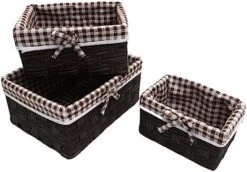 Pantry Baskets 3pcs 3 Piece Set Storage Basket Lining Magazine Linen Woven Basket Makeup Organizer 12 Pantry Baskets 3pcs 3 Piece Set Storage Basket Lining Magazine Linen Woven Basket Makeup Organizer -Songmics Furniture Shop 51oTg1GOGQL. AC