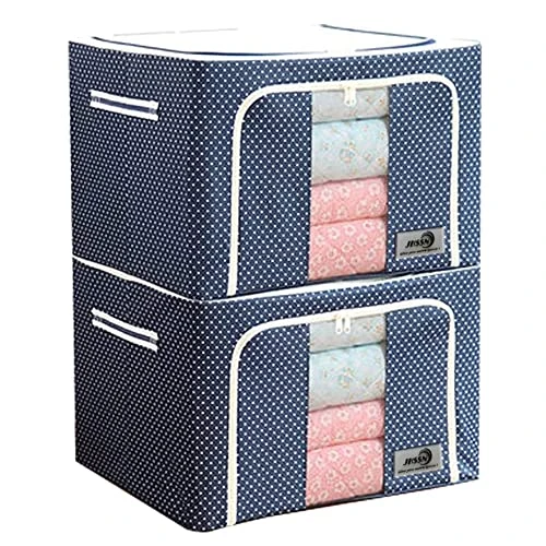 Clothes Storage Bag 100L Large Capacity Organizer With Reinforced Handle Thick Fabric For Comforters, Blankets, Bedding, Foldable With Sturdy Zipper, Clear Window, 3 Fixed Folding Steel Frames (2 Pack) 1 Clothes Storage Bag 100L Large Capacity Organizer With Reinforced Handle Thick Fabric For Comforters, Blankets, Bedding, Foldable With Sturdy Zipper, Clear Window, 3 Fixed Folding Steel Frames (2 Pack)