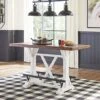 Signature Design By Ashley Valebeck Rustic Farmhouse 36" Counter Height Dining Table, Brown & White