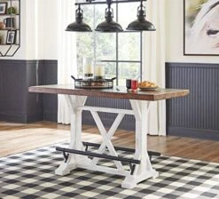 Signature Design By Ashley Valebeck Rustic Farmhouse 36" Counter Height Dining Table, Brown & White
