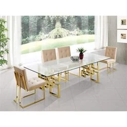 Meridian Furniture 714-T Pierre Collection Modern | Contemporary Square Glass Dining Table With Stainless Steel Base And Rich Gold Finish, 78" W X 39" D X 30" H -Songmics Furniture Shop 51ocleDcI9L