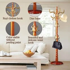 Birch Coat Rack Freestanding, Wooden Tree Coat Rack With 14 Hooks, Pure Natural Solid Tree Coat Hanger With Stable Disc Base, Adjustable Floor Hanger For Hat, Bedroom Living Room Office(Mahogany)… -Songmics Furniture Shop 51odslzeyKL