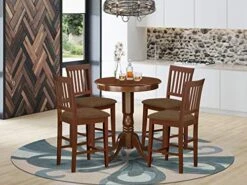 East West Furniture EDVN5-WHI-C 5 Piece Counter Height Dining Table Set Includes A Round Kitchen Table With Pedestal And 4 Linen Fabric Upholstered Dining Chairs, 30x30 Inch, Buttermilk & Cherry -Songmics Furniture Shop 51ogJqrmLPL. AC