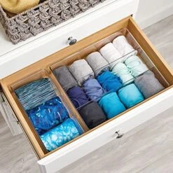 MDesign Long Plastic Drawer Organizer Box, Storage Organizer Bin Container; For Closets, Bedrooms, Use For Leggings, Socks, Ties, Jewelry, Accessories - Lumiere Collection - 12 Pack - Clear -Songmics Furniture Shop 51oh4FeV5GL
